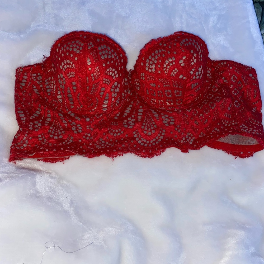 Red/Black lace push-up bralette Size Small
